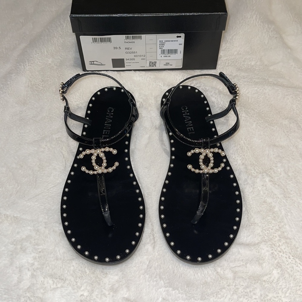 Chanel CC Pearl Sandals
